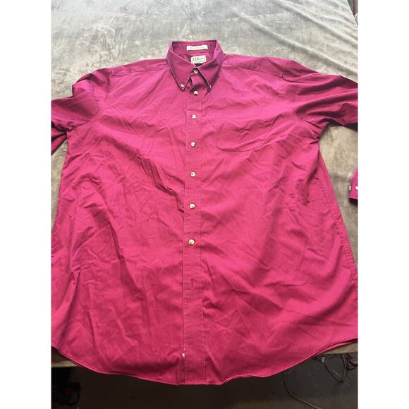 LL Bean Shirt Mens XL Tall Red Solid Long Sleeve Button Up Wrinkle Resistant - Picture 1 of 6